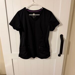 Healing Hands Black Short Sleeve Women's Scrub Top